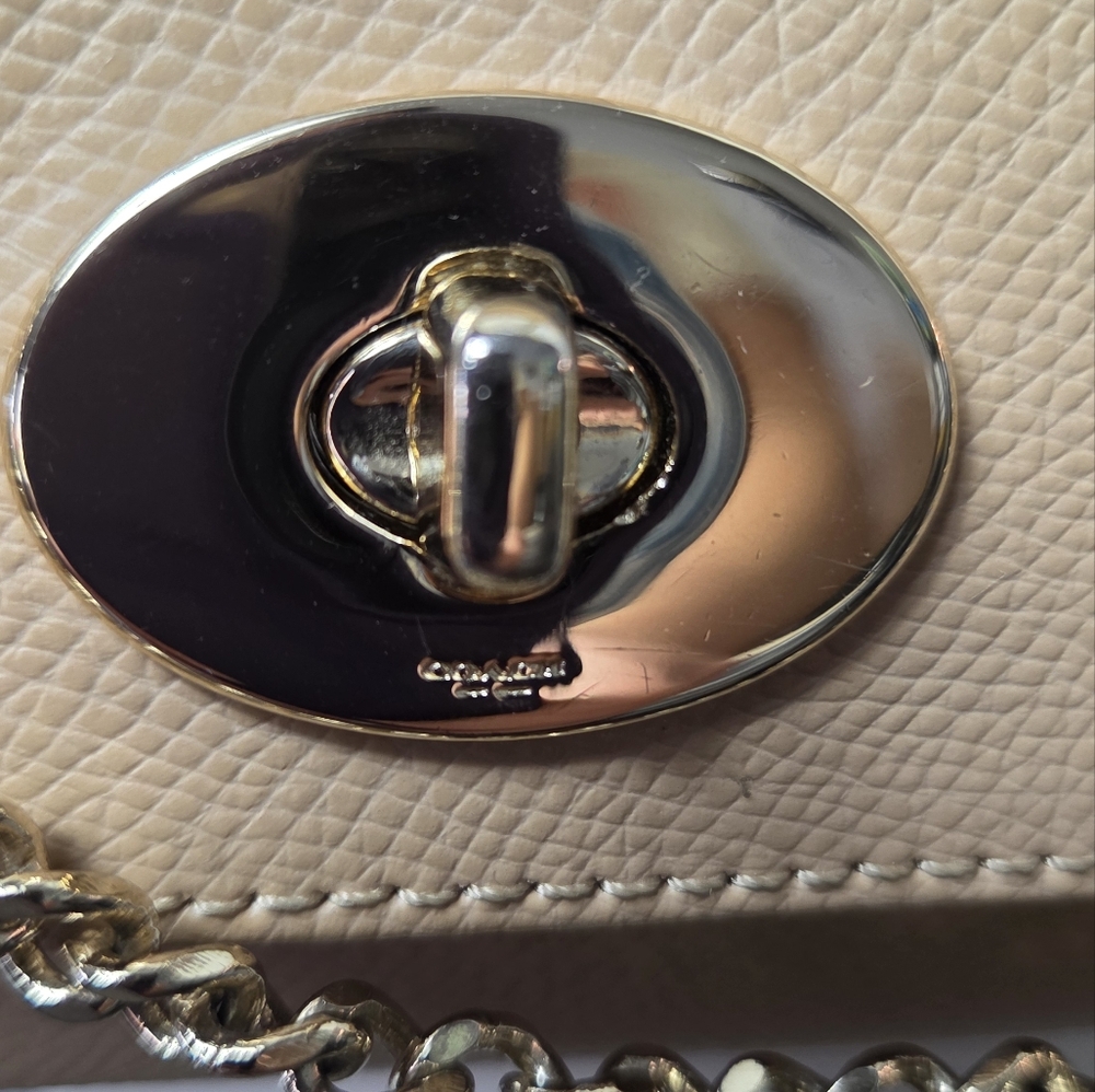 Coach Leather Handbag Crossbody Beige - Picture 5 of 9